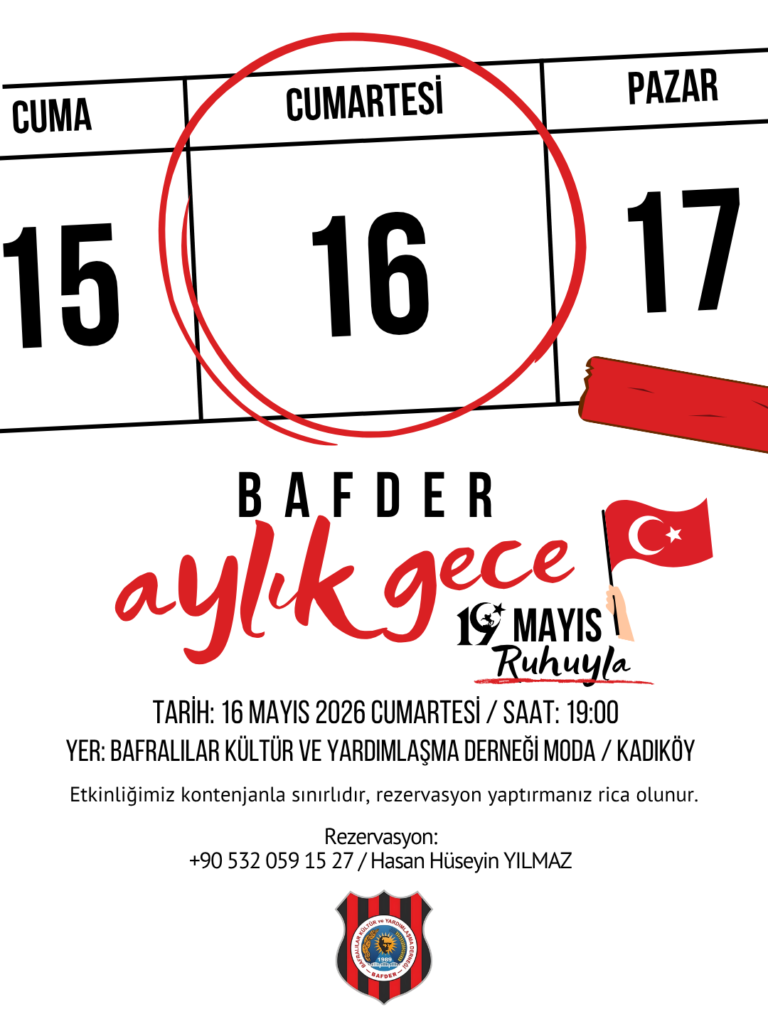 16 Mayıs Cumartesi 19:00 Aylık Gece