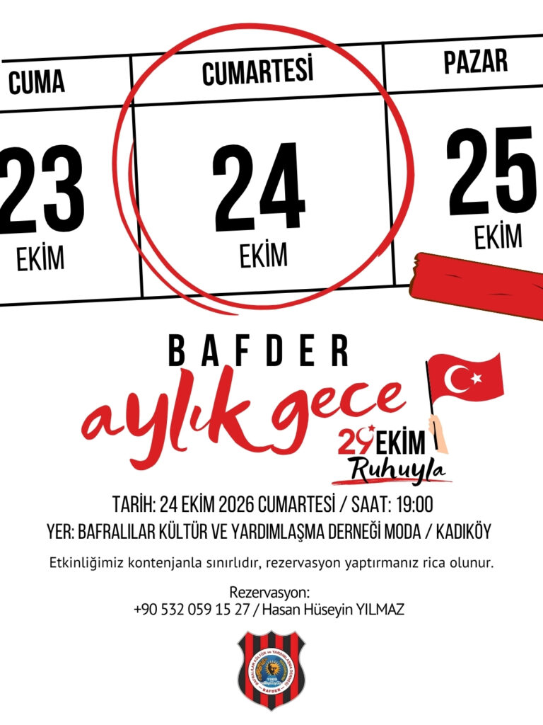 24 Ekim Cumartesi 19:00 Aylık Gece